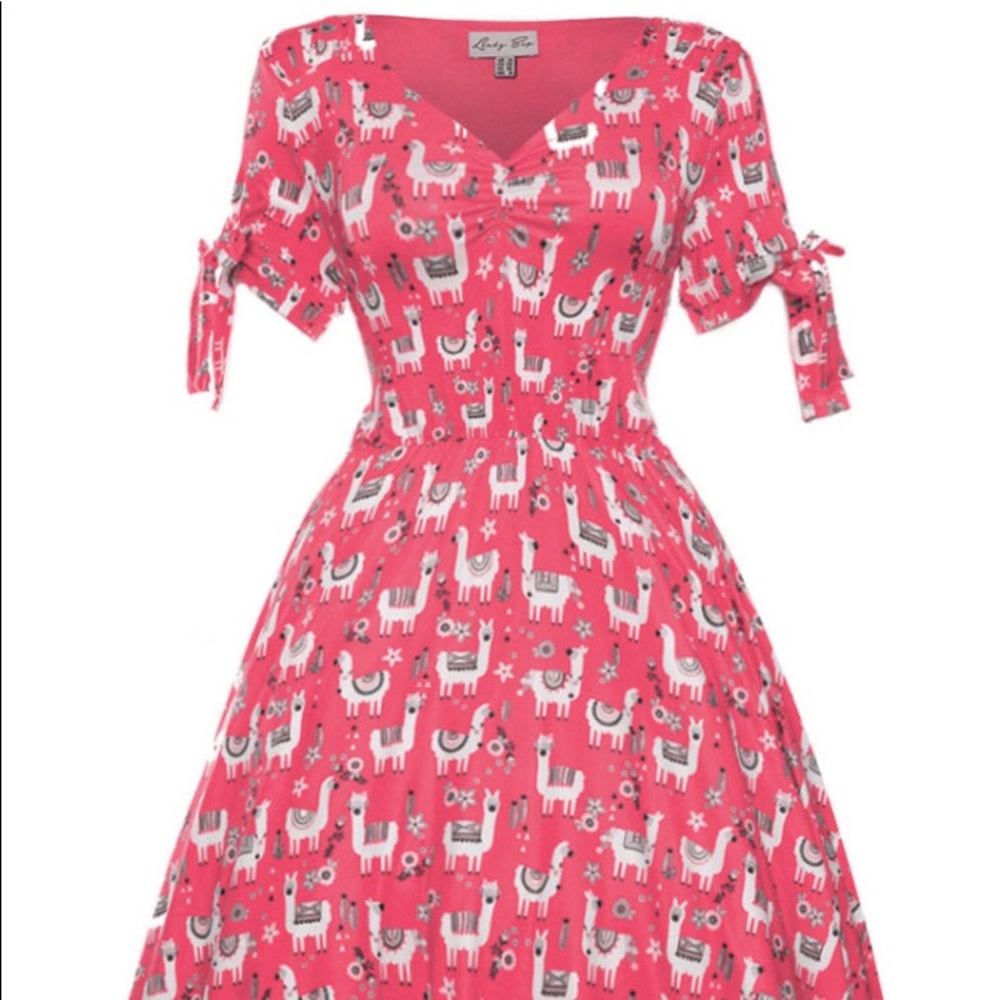 Lindybop llama print stretchy dress